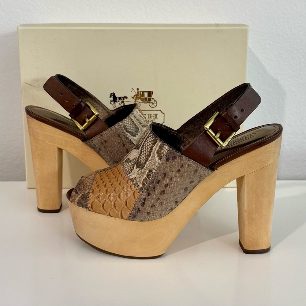 COACH Petrina Snake Print Platform Sandals RARE
